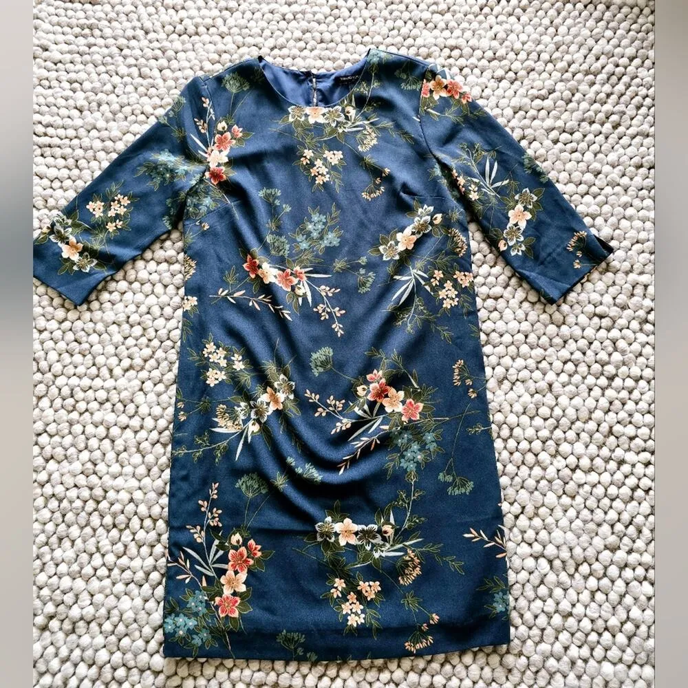 Shift dress by Banana Republic dark teal lined dress, floral, beautiful size 0 - Image 7