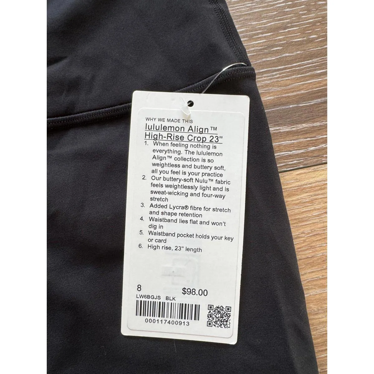 Lululemon Align High Rise Crop 23” Black Size 8 NWT - Image 4