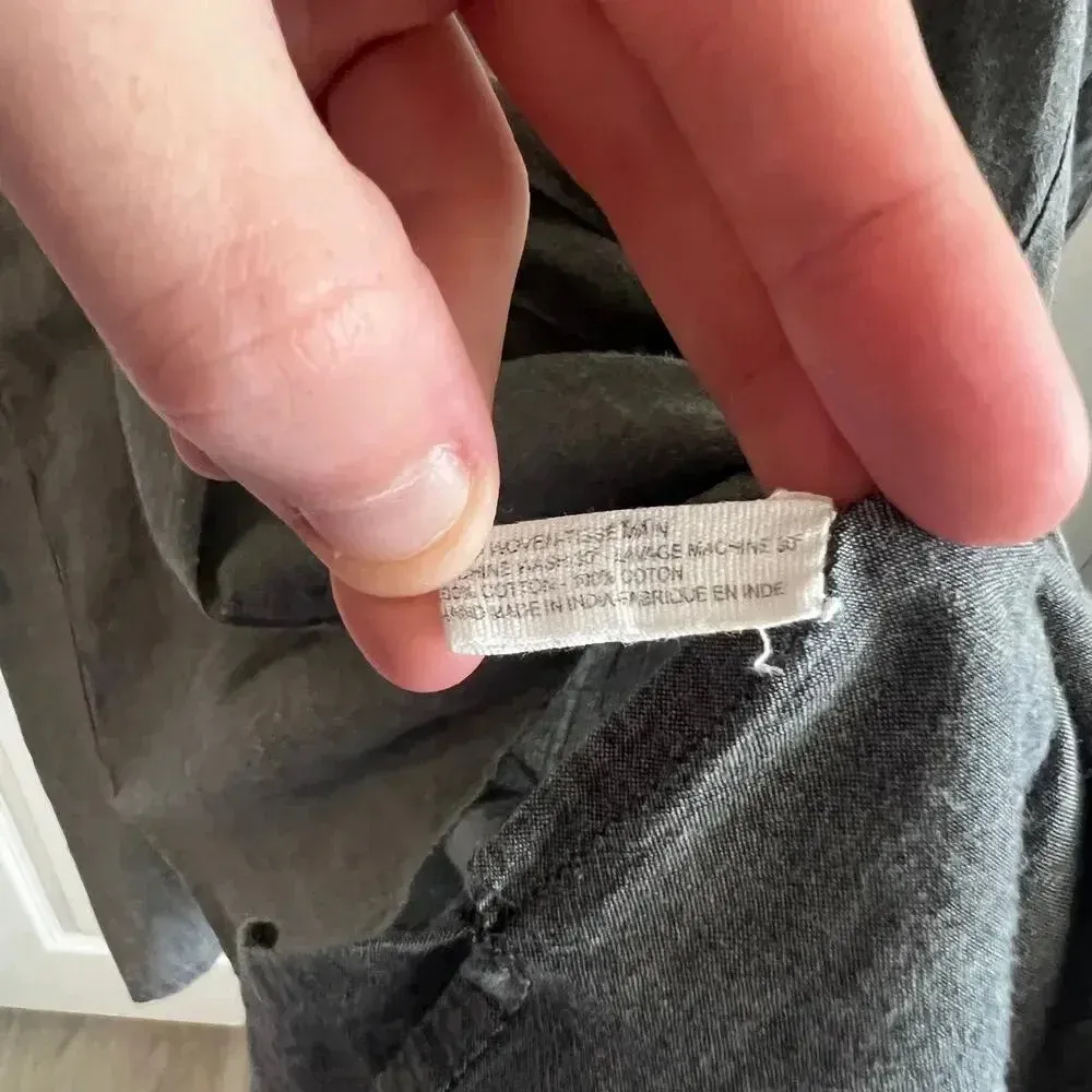 B79 Bess Nielsen Hand Woven Cotton Button Up Dress Size Large Color Grey Gray - Image 4