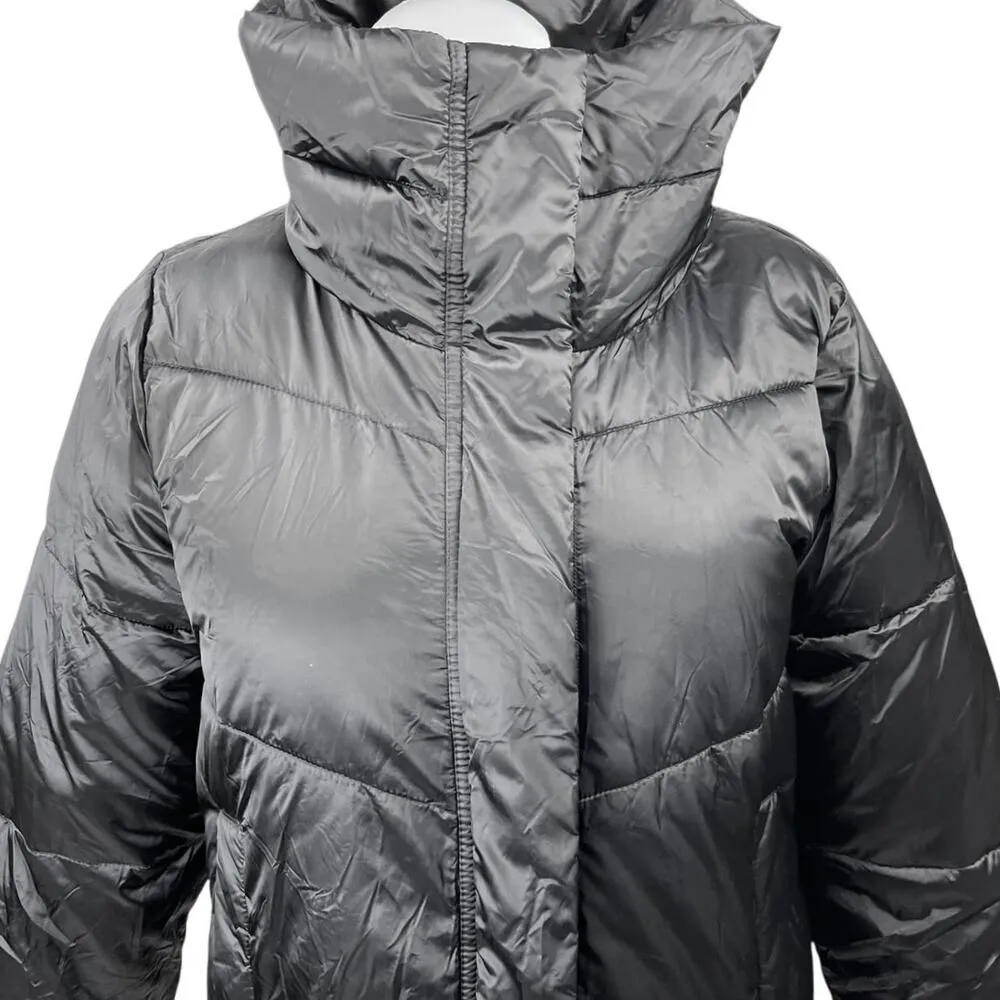 Abercrombie & Fitch Mini Puffer Women's Black High Neck Zip Up Coat Jacket Sz M - Image 3