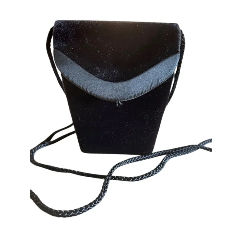 Valerie Stevens Vintage Black Velvet Evening Bag with Cord Strap - Image 2