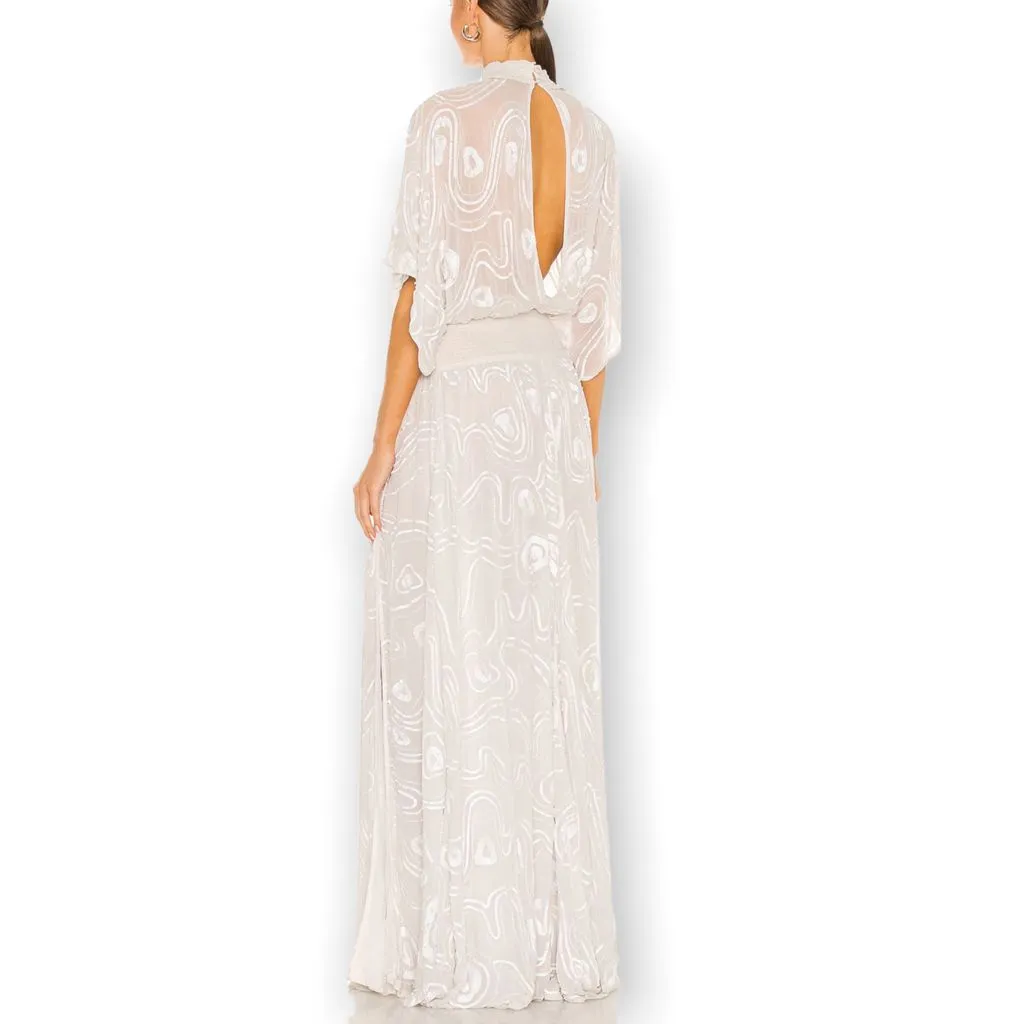 RETROFETE CHLOE EMBELLISHED SILK CHIFFON DRESS WHITE XS‎ - Image 2