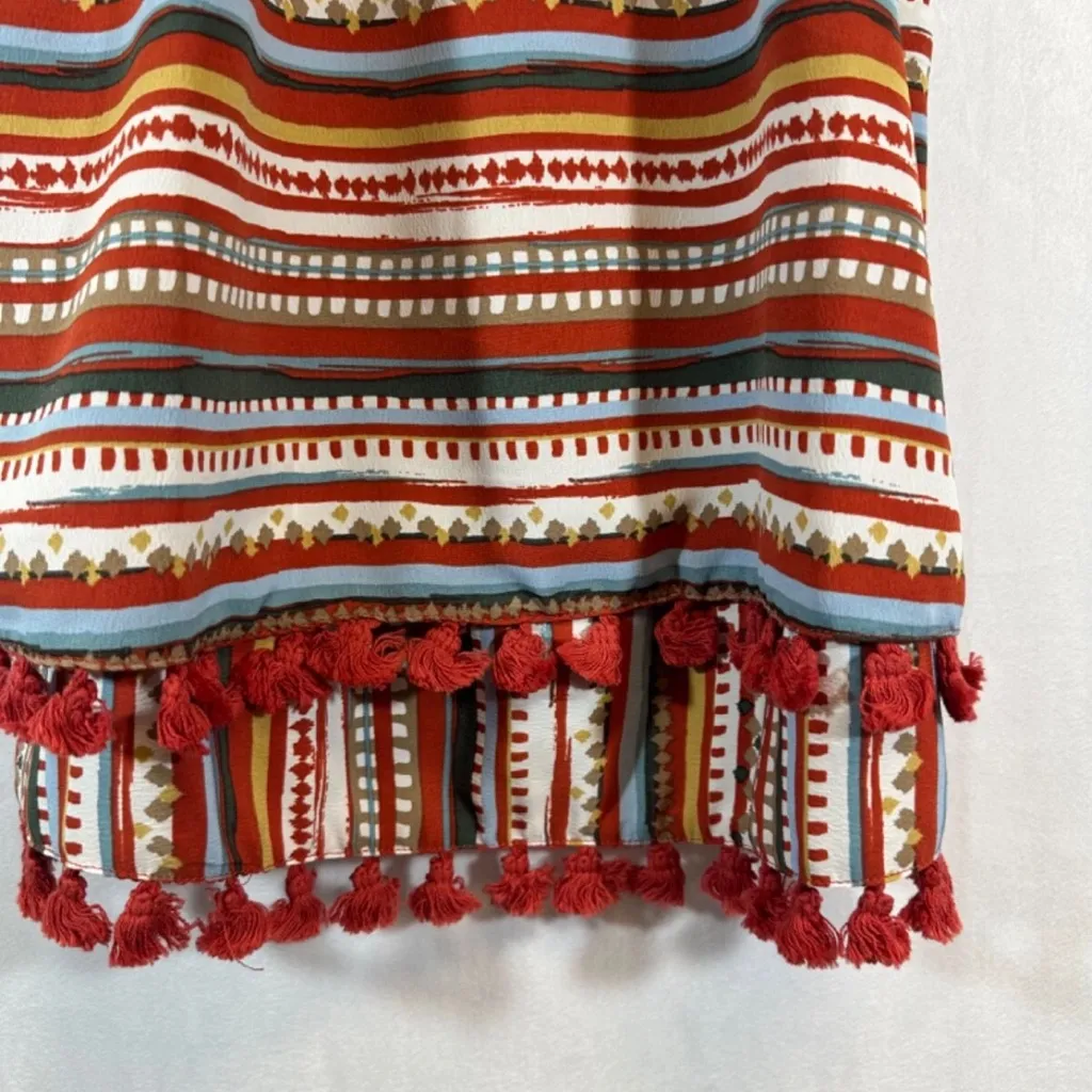 Anthropologie Sunday in Brooklyn Desert Striped Tassel Tank Evereve Rust Size XS - Image 4