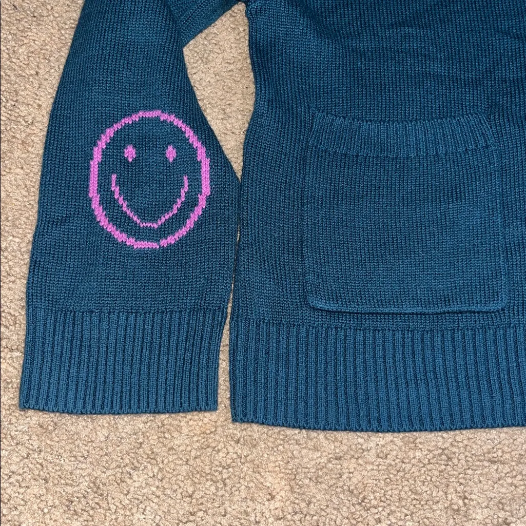 Rails Reese Intarsia Cardigan Wool Cotton Smiley Face Forest Smilies Small - Image 5