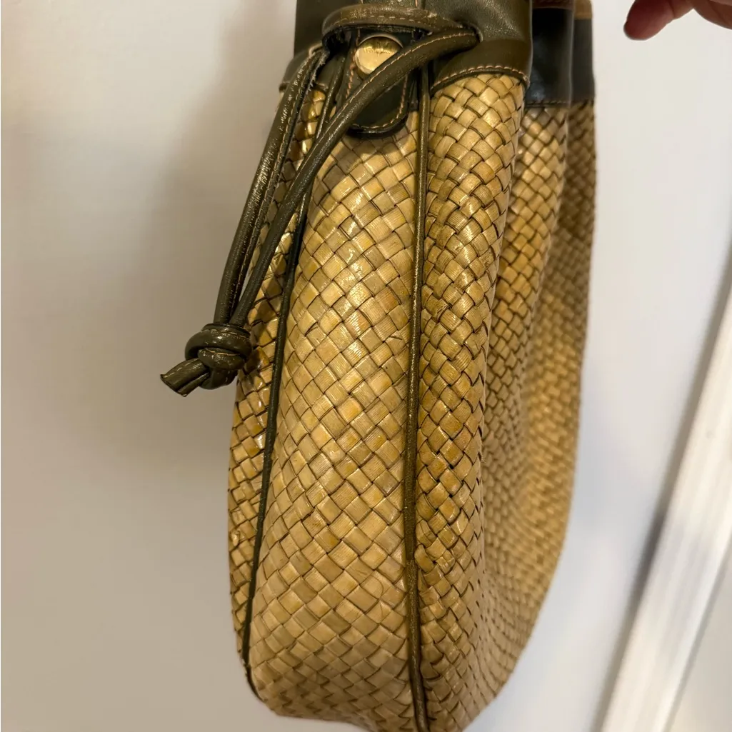 Salvatore Ferragamo Purse Woven Textured Green‎ Trim And Strap Shoulder Bag VTG - Image 3