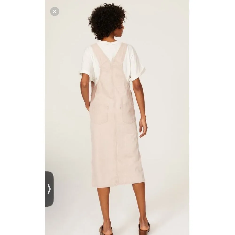 Levi's Beige Light Pink Square Neck 100% Cotton Hendrix Denim Dress Size Medium - Image 2