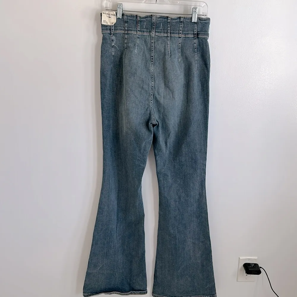 We The Free Jayde High Rise Flare Leg Jeans Mermaid Blue - Image 5