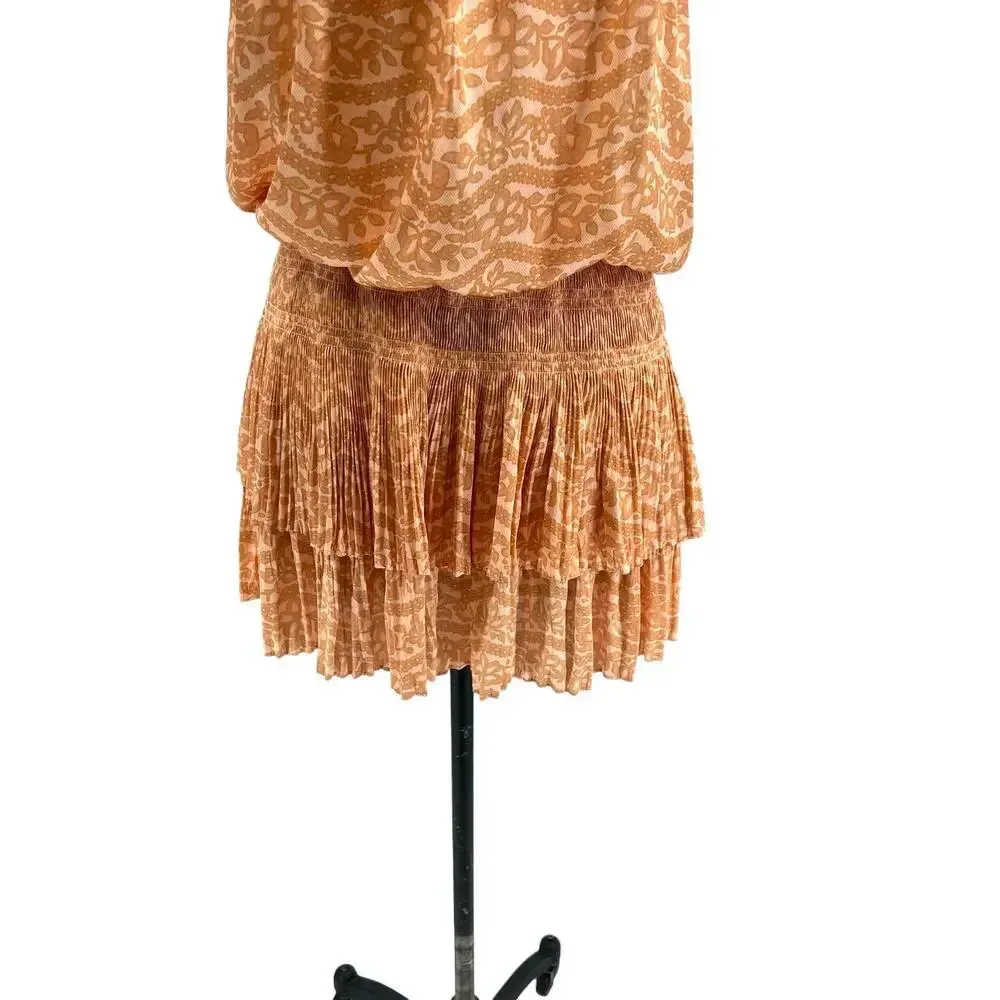 Current Air Los Angeles‎ The Wyland Dress Smocked Mini Orange Floral Size Small - Image 13