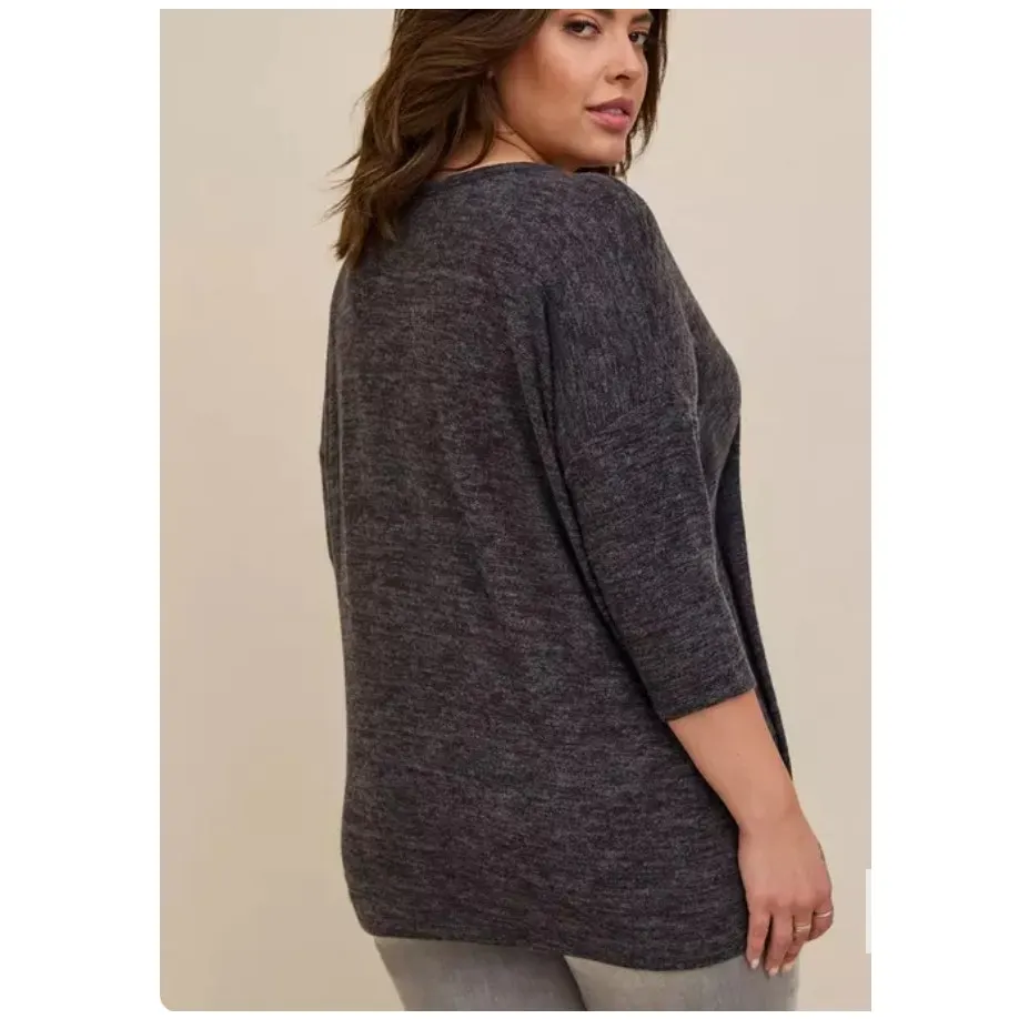 Torrid Super Soft Knits Relaxed Fit Soft Plush V Neck Top Size 0 / Large - Image 3