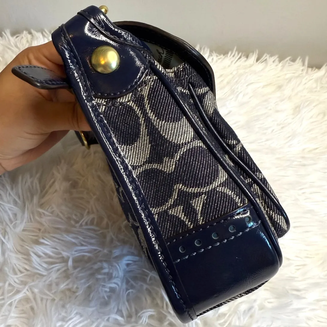 y2k COACH Denim Patent Leather Bleeker Crossbody - Image 4