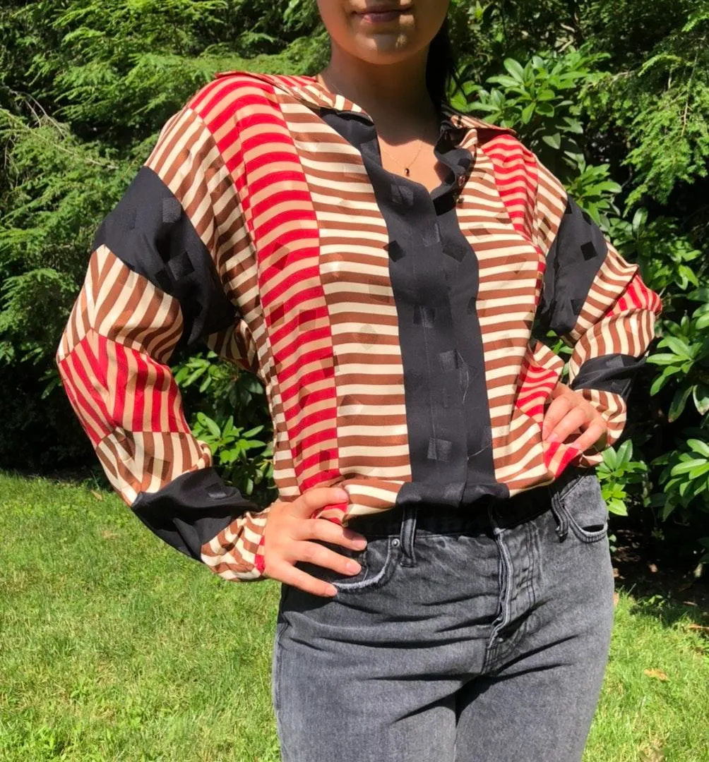 Neiman Marcus Retro 70s Button Up Blouse - Image 2