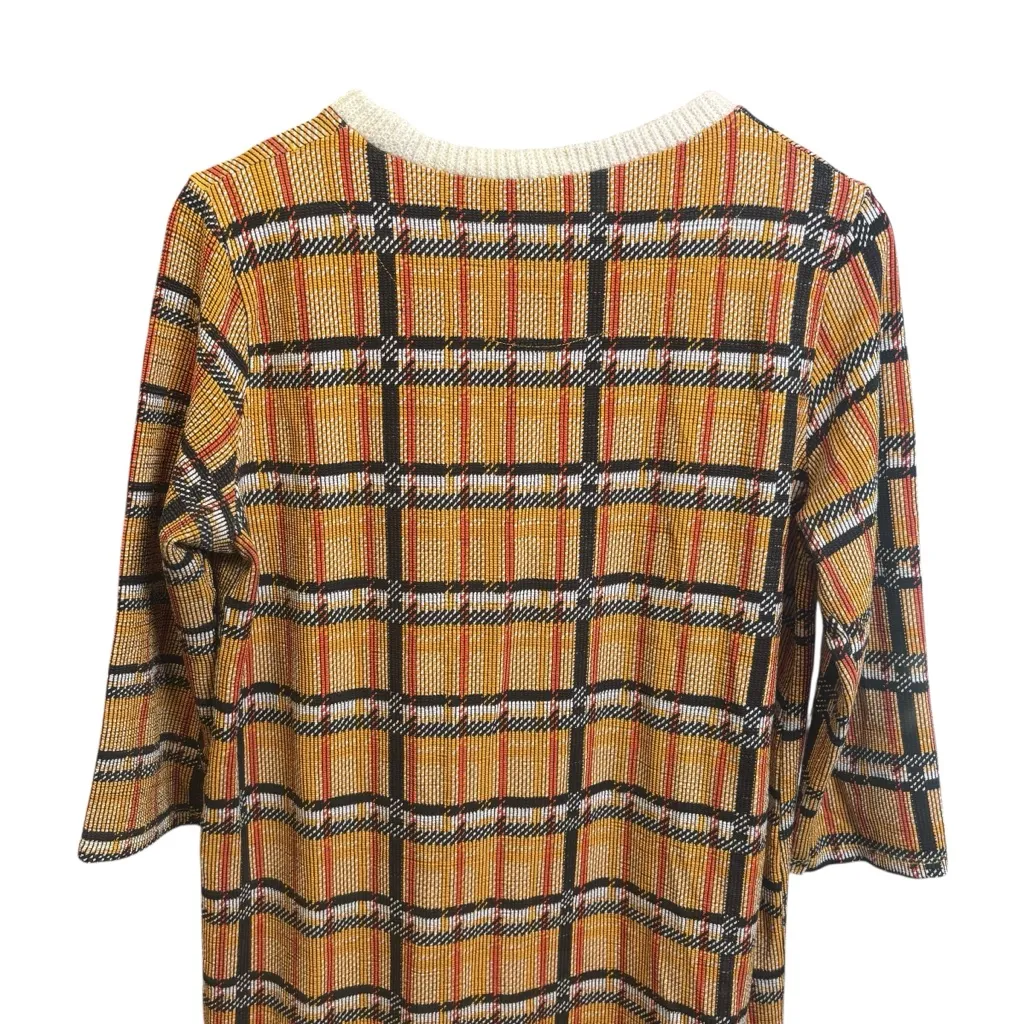 Zara Womens Tartan Checkered Check Print Dress Medium Yellow - Image 8