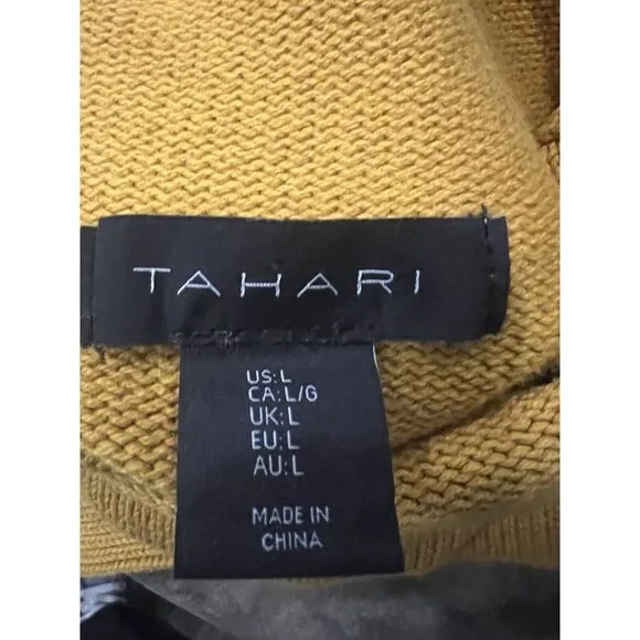 Tahari Sweater Pullover Womens‎ Large Mustard Yellow Crewneck Long Sleeve Casual - Image 5