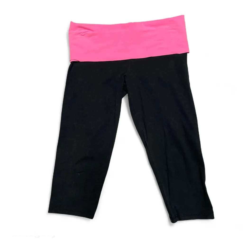 Victorias Secret PINK Yoga Love Pink Black Pink Fold Over Capri Pants Small - Image 3