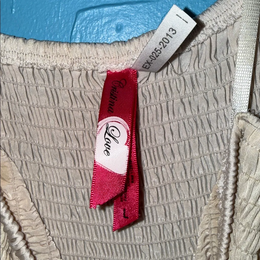 Elegant Cream and Brown Maxi Dress Size L - Image 5