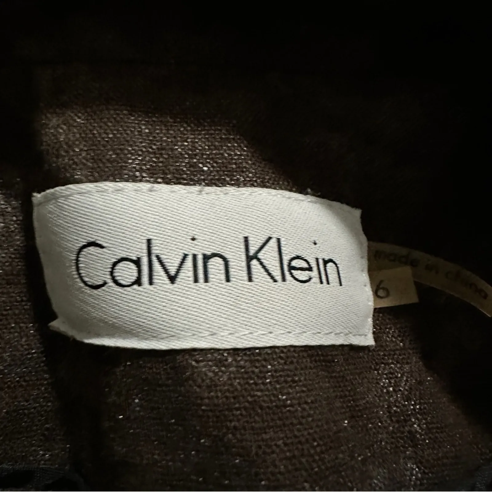 Calvin Klein Calvin‎ Klein Brown Silver Metallic Long Sleeve Two Button Blazer Size 6 - Image 4