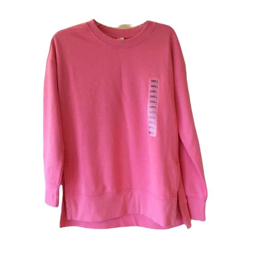Sweatshirt Oversized Small New Pink Lightweight Womens Small Pullover - Image 1