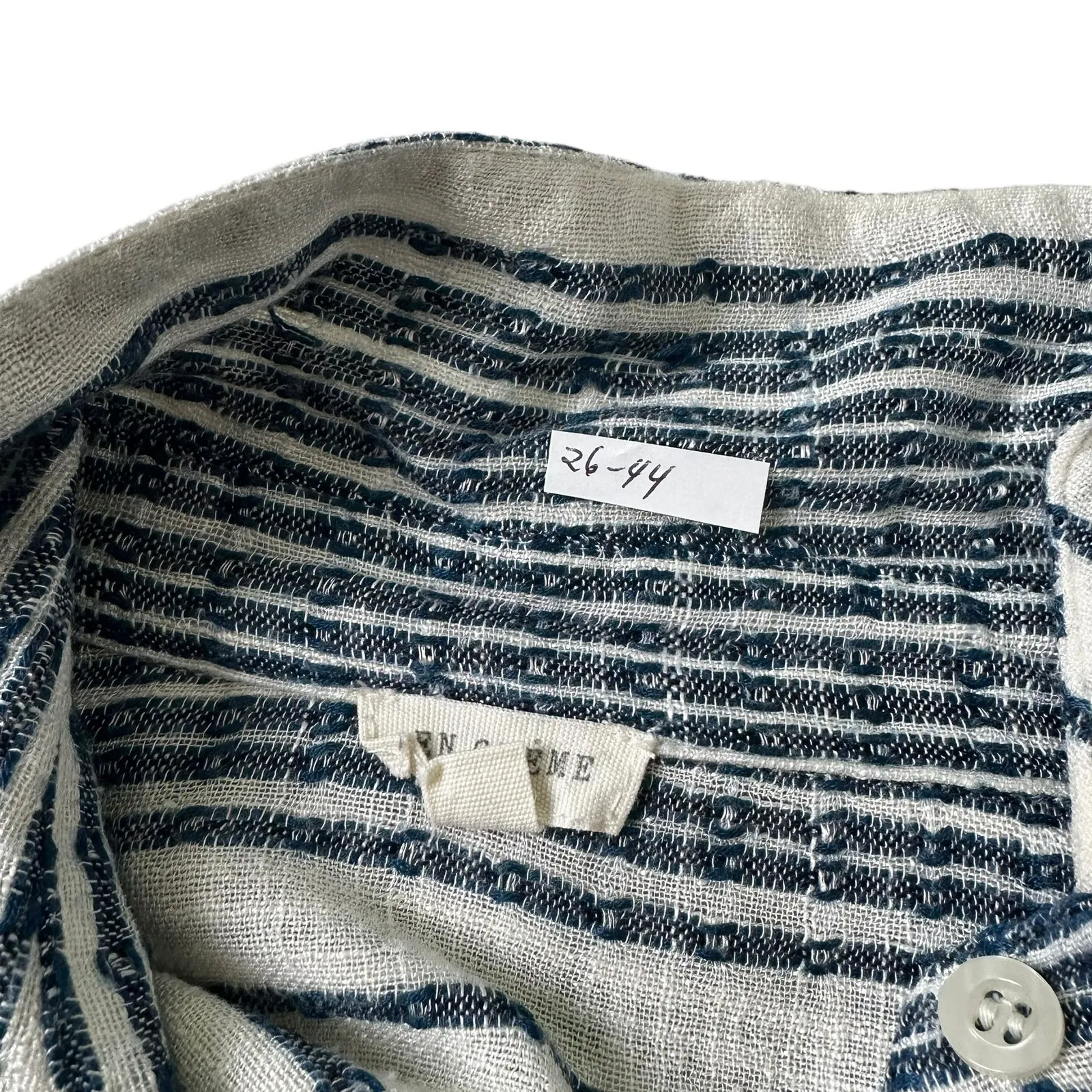 En Creme Blue/White Striped Anthropologie Shirt Women's Size Small | 26 - Image 3