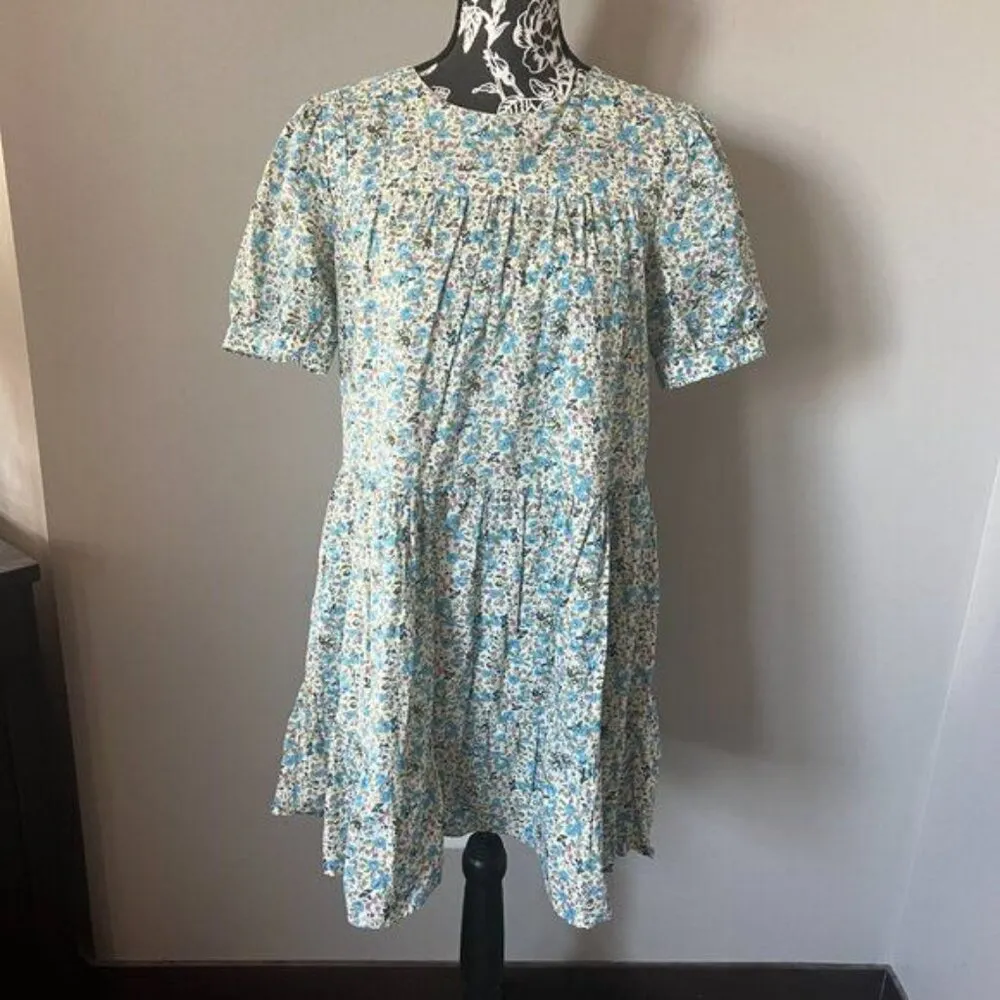 Tuckernuck Hyacinth House Womens Floral Dress Tiered Ruffle Xsmall Blue Size XS - Image 4