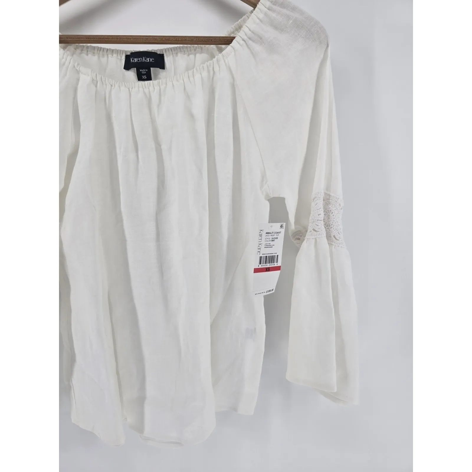 Karen Kane Amalfi Coast White Lace Inset Top‎ Size XS - Image 2