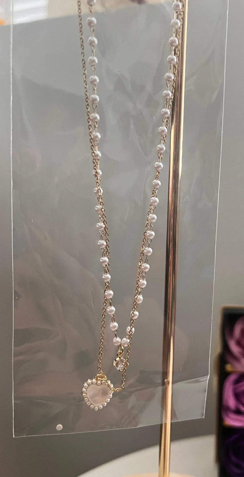 Love Pendant Double Collar Chain Necklace - Image 5