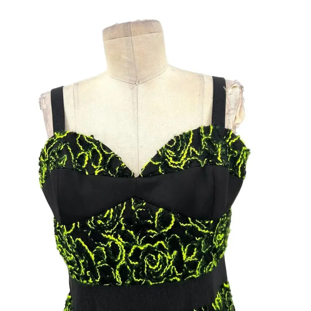 MILLY Neon Webbing Corset Dress Black Green Size‎ 10 - Image 4