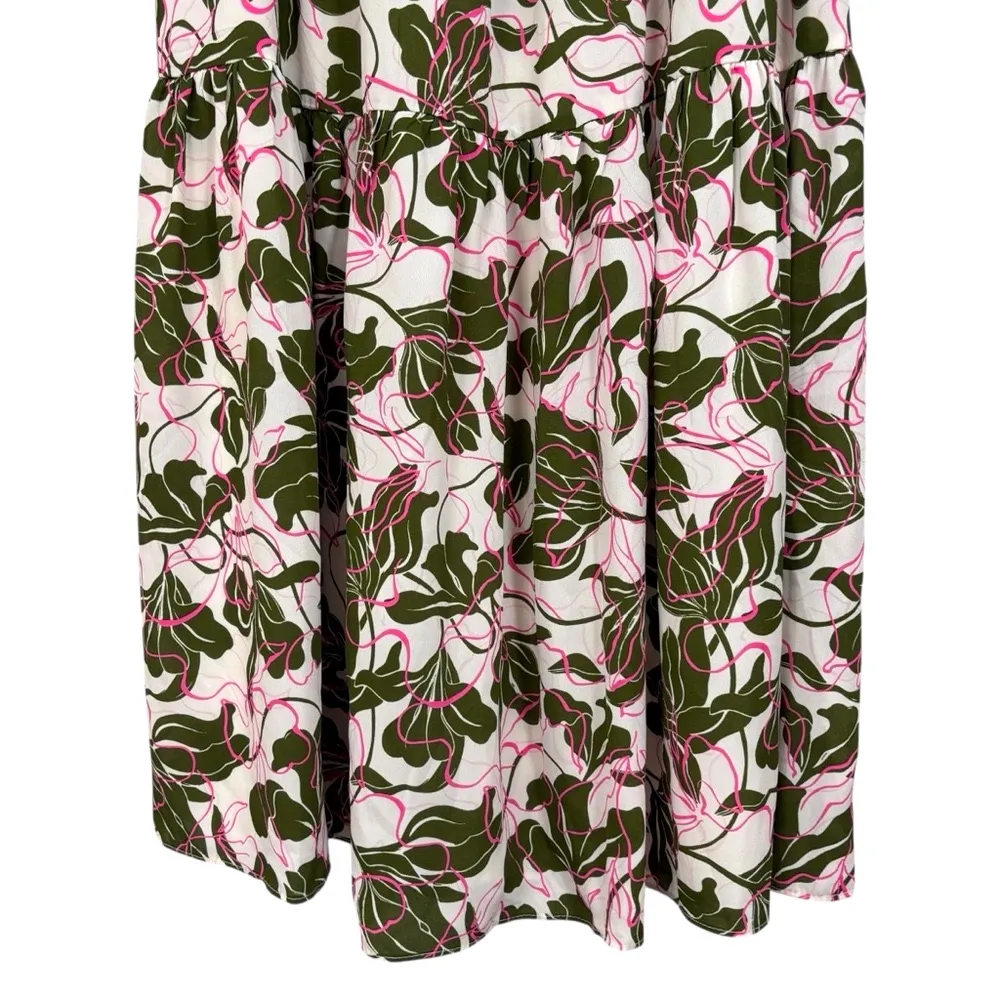 Parker Soft White Floral Botanical Print Lined Green Pink Skirt Size NWT Size 2 - Image 5