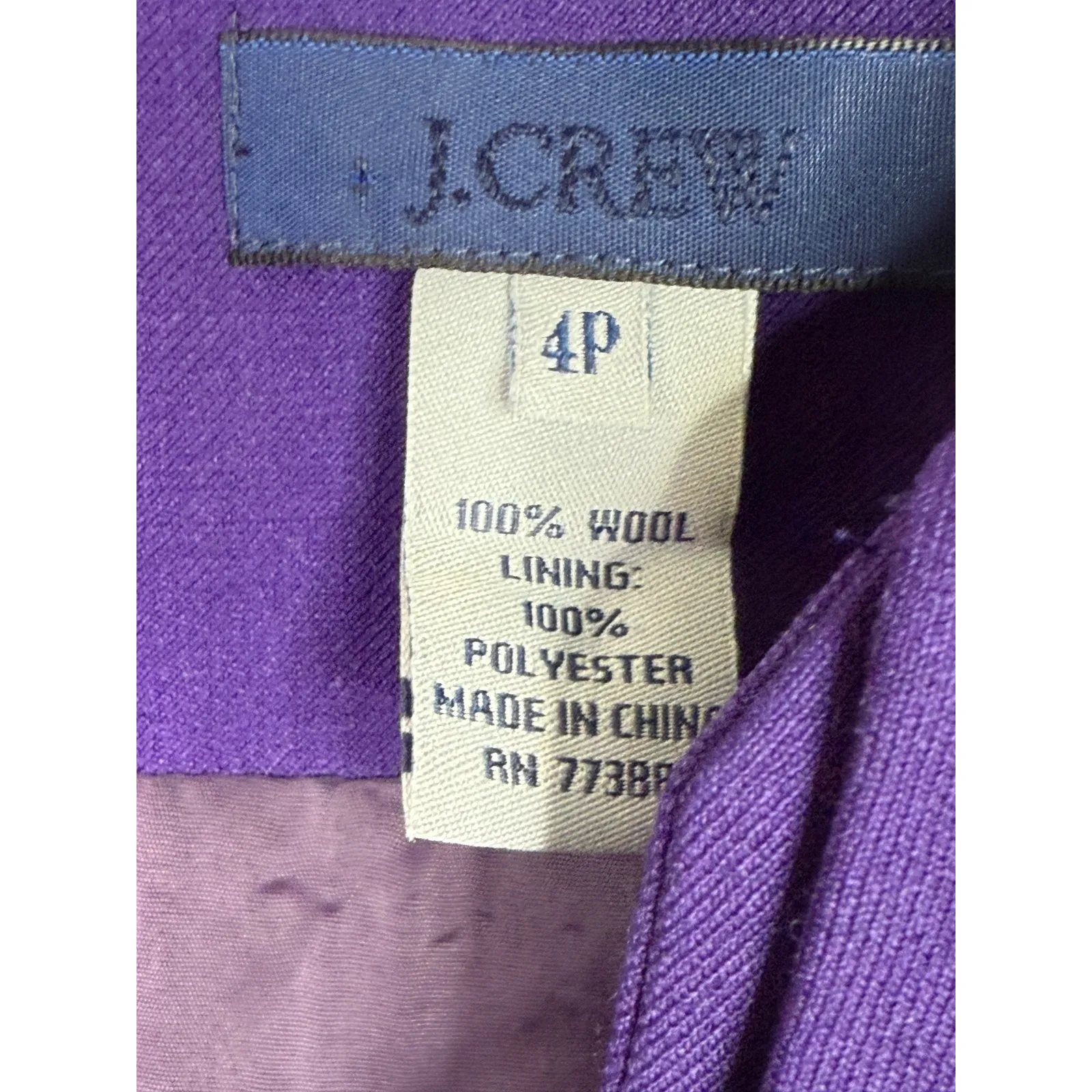 J. Crew Wool Sleeveless Drape Sheath Dress Key Hole Button Side ZipUp 4P Purple - Image 7