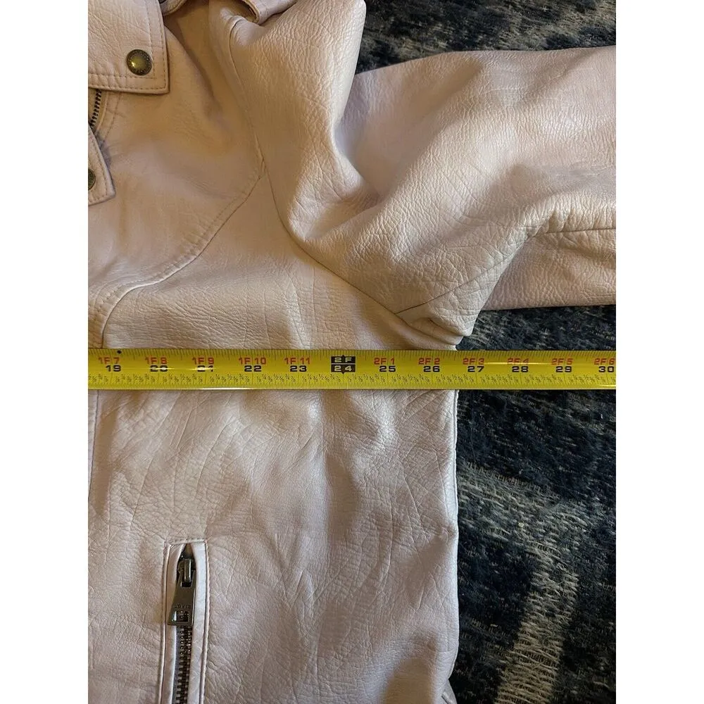 Levi's Moto Biker Jacket Vegan Leather Blush Pastel Pink Women’s XL Zip Close - Image 6