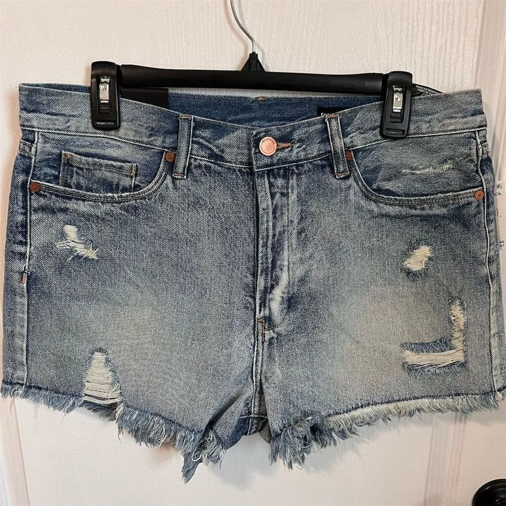 BlankNYC Women's High-Rise Distressed Denim Shorts‎ Blue Size 31 NWT - Image 2