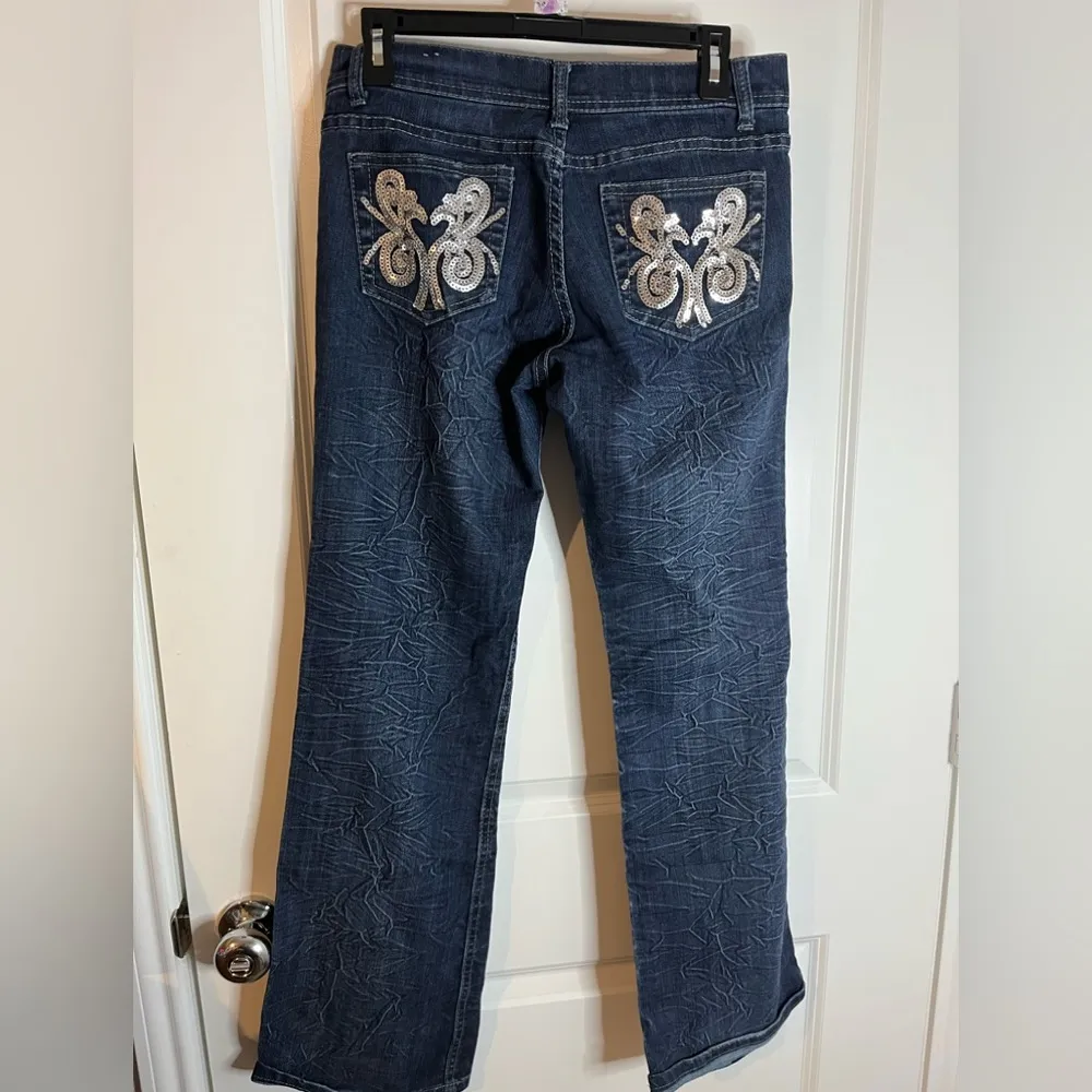 Elite Jeans Women's Denim Junior Size 5/6 Midi Stretch Medium Wash Y2K Wrinkled - Image 4