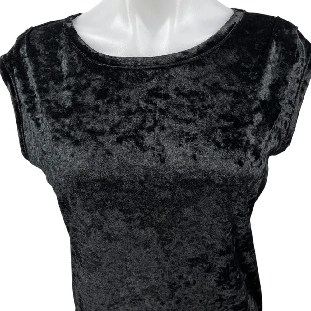 Knot Sister Black Sleeveless Crushed Velvet Velour Mini Tank Bodycon Dress XS - Image 3
