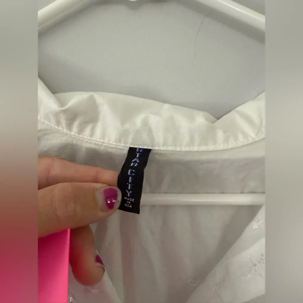 VTG Star City Embroidered Floral Button Up Blouse Long Sleeve White Size S M - Image 5