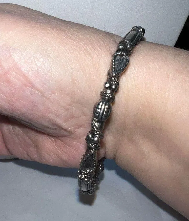 Silver Tone Baroque Style Bangle Bracelet - Image 5