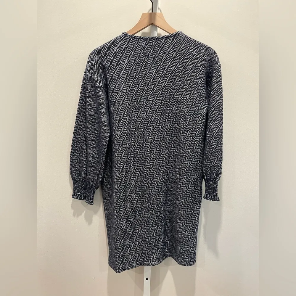 Sita Mur Sweatshirt Blue Jacquard Long Sleeve Shift Dress Size M Black Size M - Image 9