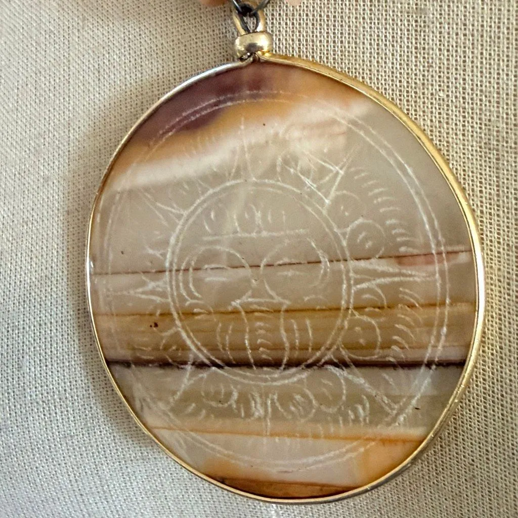 Vintage Artisan Banded Natural Stone Statement Necklace - Image 9