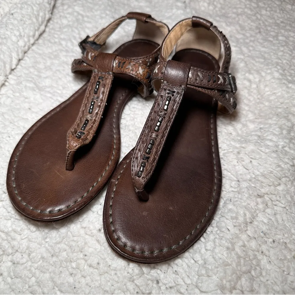 Frye Carson Brown Leather Boho Thong Sandals Sz 7 - Image 3