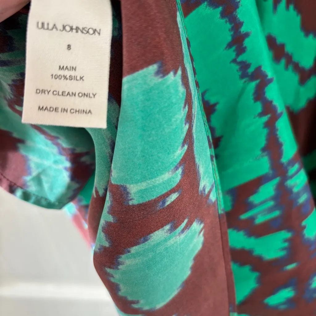 Ulla Kohnson Amaliya Dress Malachite Animal Print Pattern Midi Dress Size 8 - Image 12