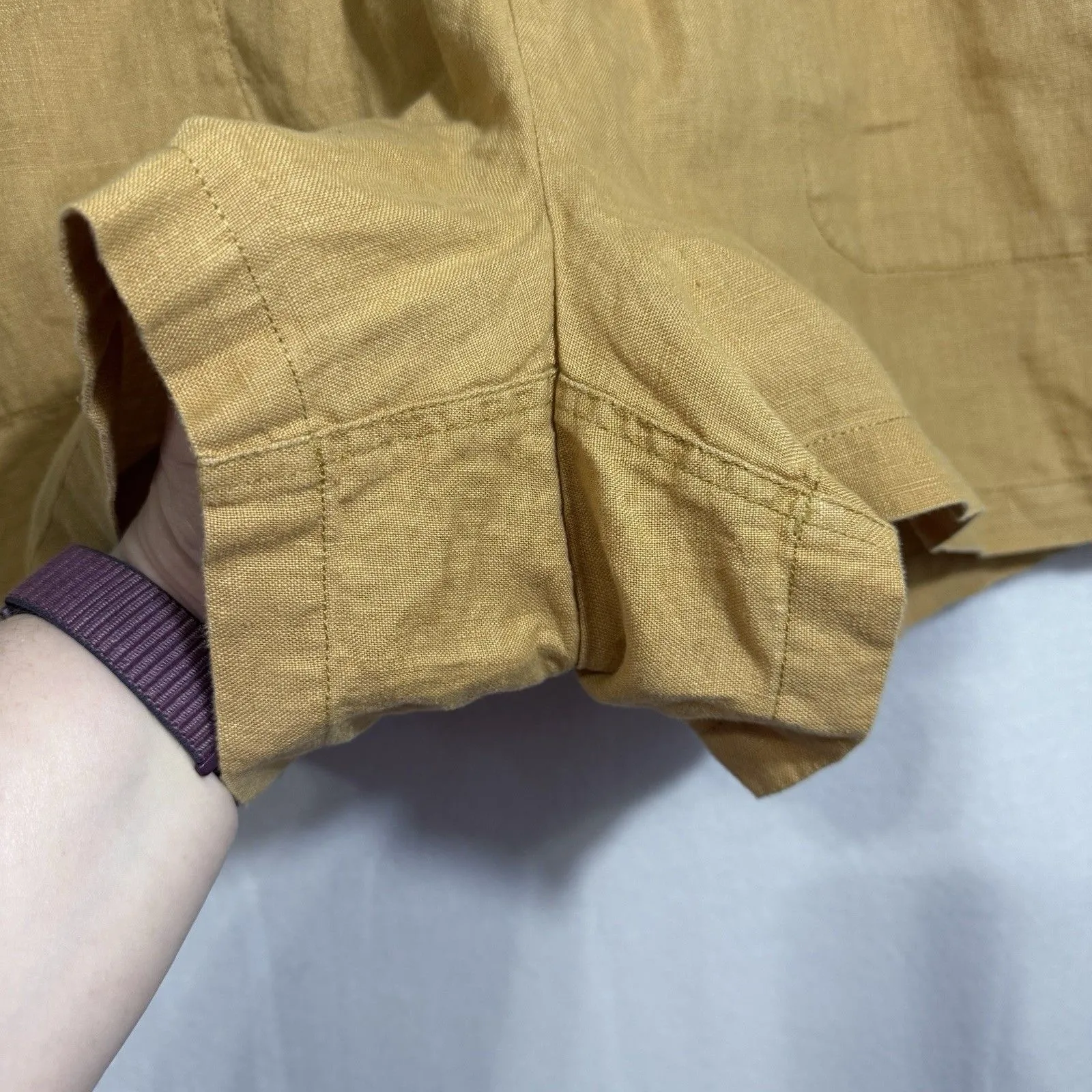 Garnet Hill 100% Linen Mustard Yellow Coastal Pull On 4" Inseam Shorts Womens 18 - Image 5