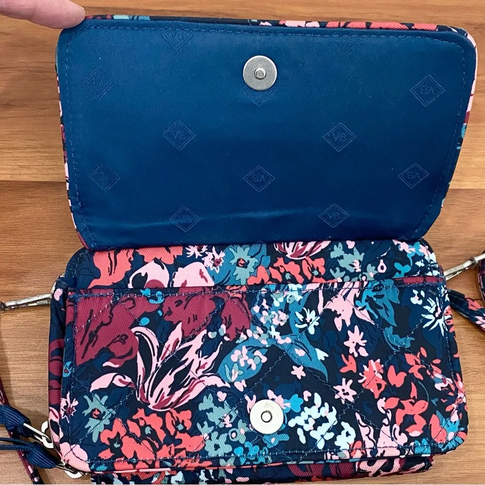 Cabbage Rose Cabernet RFID All In One Crossbody Bag Wallet - Image 7