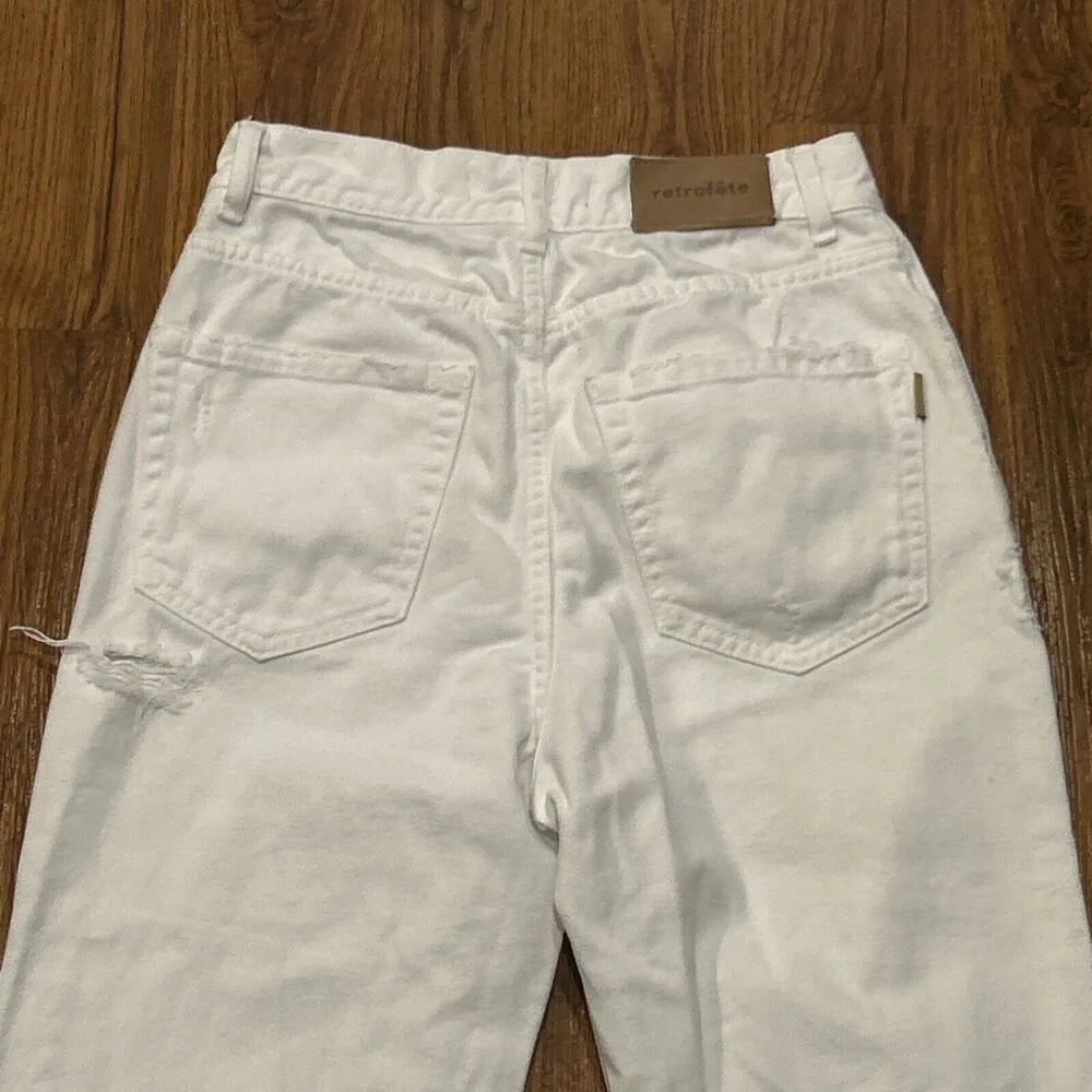 Retrofete Jeans Womens 25 X 31 Chris White Distressed Straight Leg Italy - Image 12