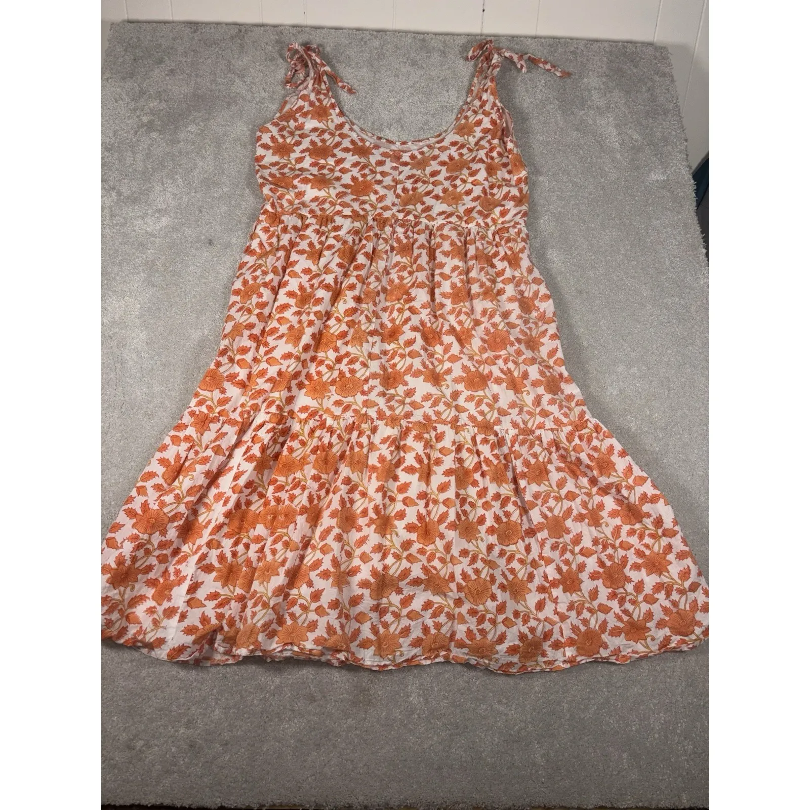 Victoria Dunn Dress Womens Size XxL Orange Floral Tiered Sleeveless Maxi - Image 2