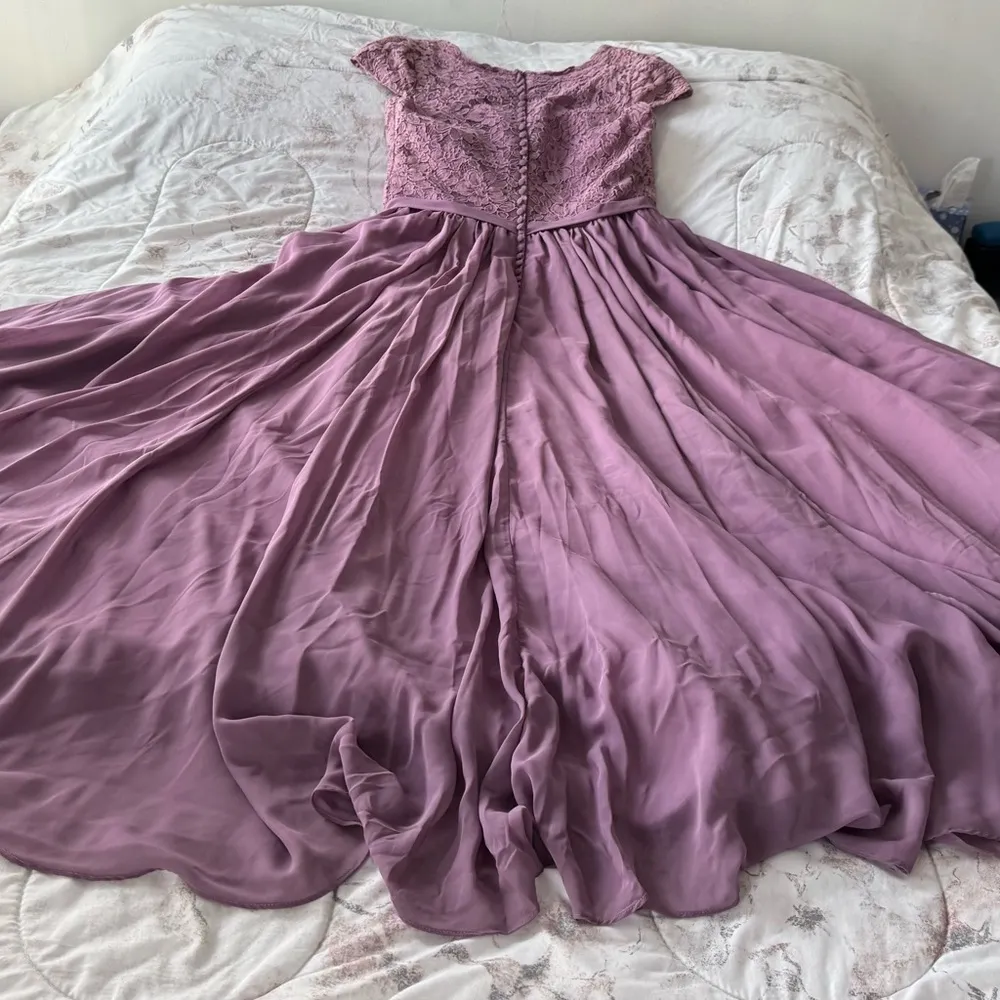 Vivienne Atelier lavender lace chiffon lined button back maxi dress, size L Purple Size L - Image 15