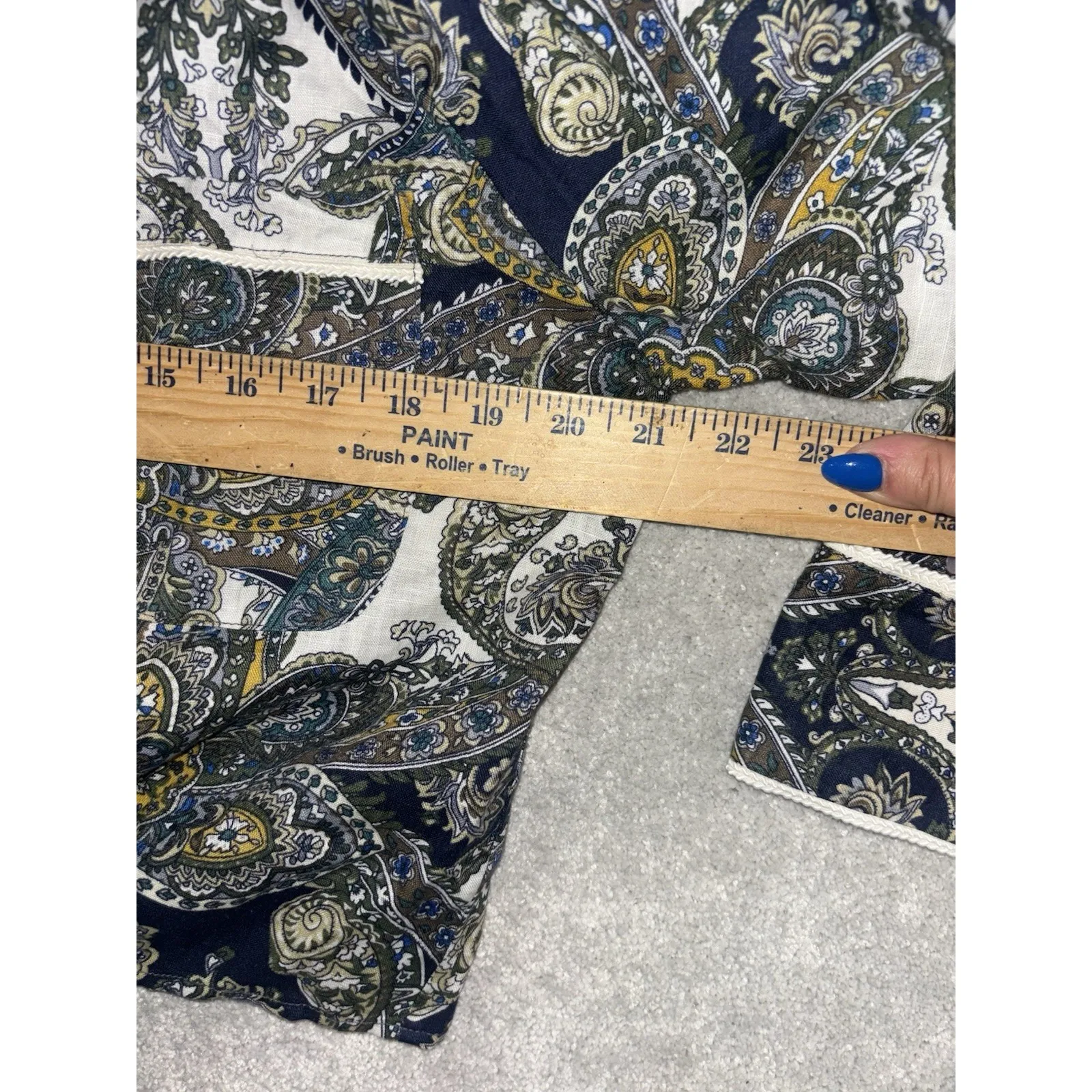 Magaschoni  Linen Floral Button Up Size‎ Large Button Tie Front - Image 6