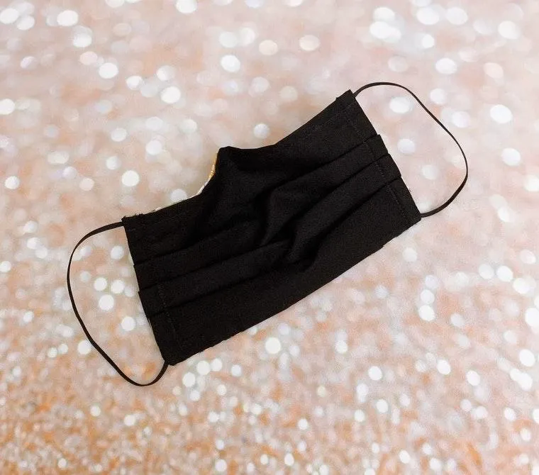 Luxury Black Yellow Gold Metallic Floral Premium Cotton Face Mask - Image 5