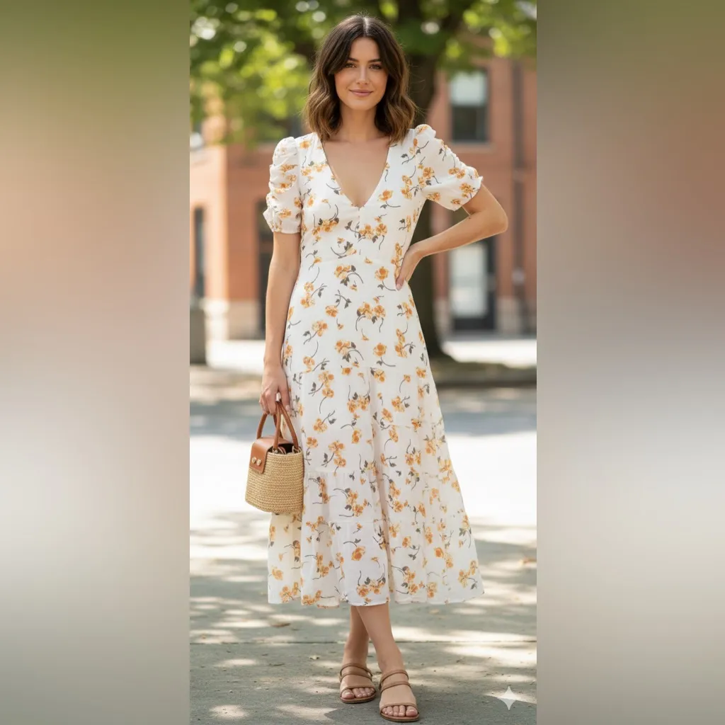 Reformation NEW NWT Cosa Midi v neck Dress size 0 women’s floral lightweight - Image 2