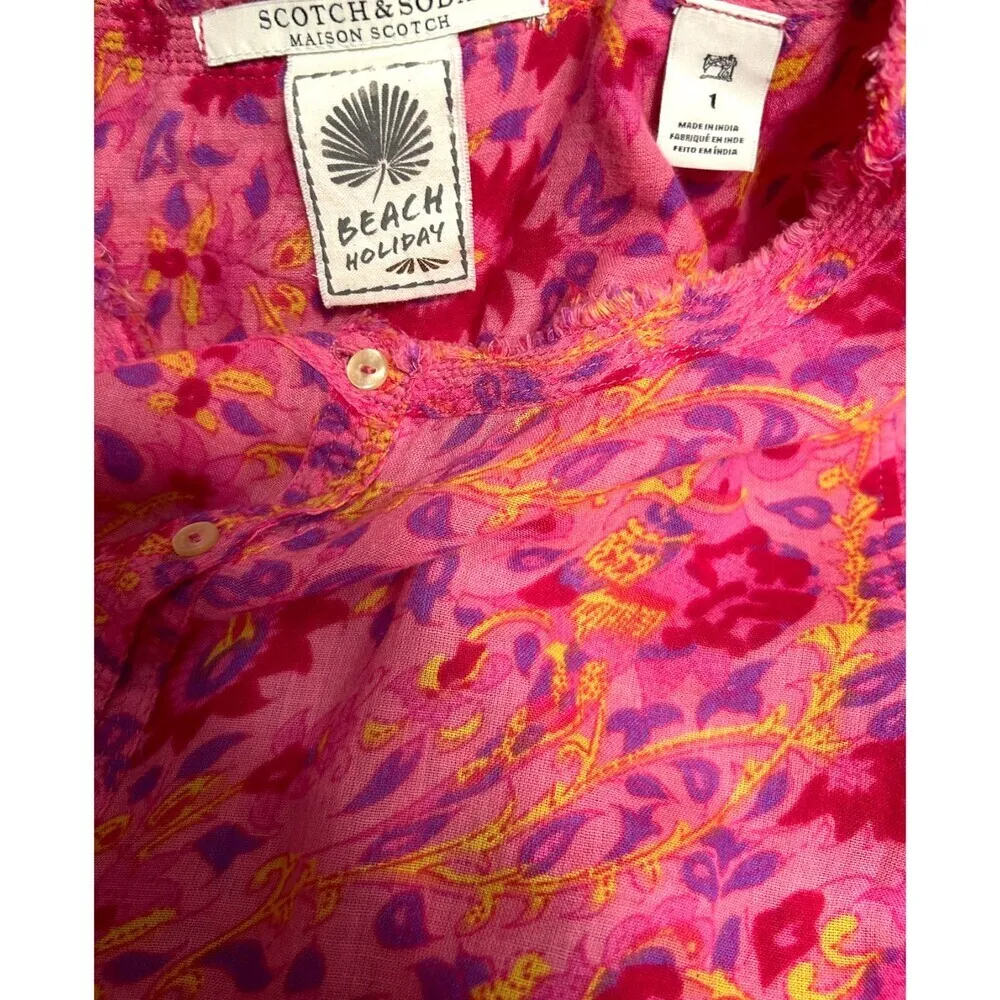 Scotch & Soda Women's S Pink Floral Button Down Long Sleeve Blouse Boho Festival - Image 5