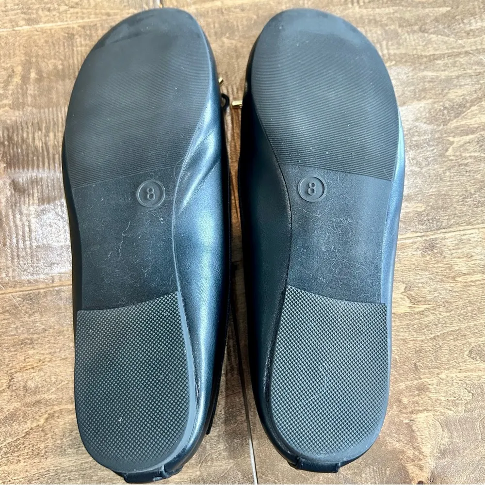 Women’s Ballet Flats with Tie with Gold Detail Black Size 8 EUC Girly Feminine - Image 8