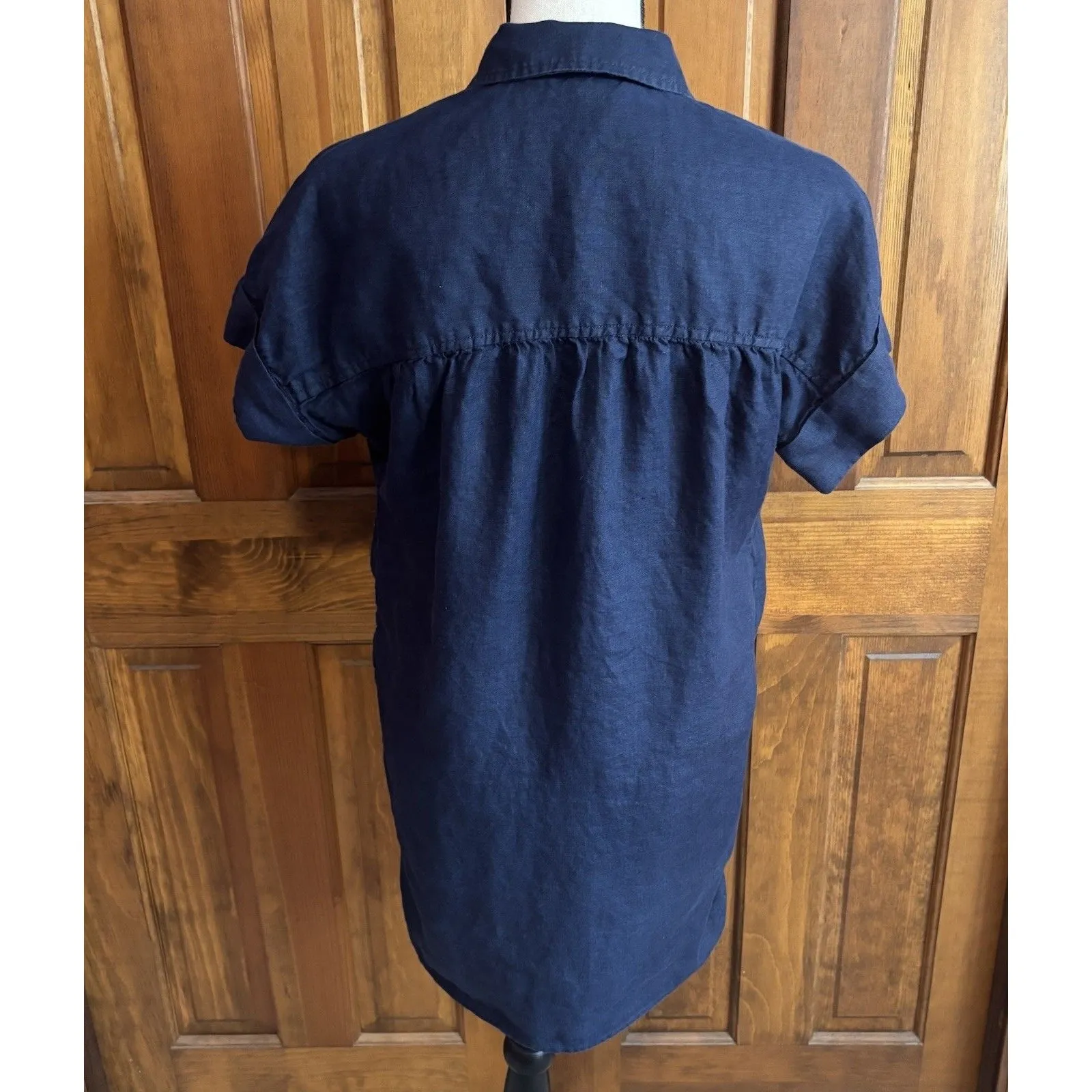 J. Crew Blue Linen Shirt Dress Women's Size Small Baird McNutt Irish Linen - Image 4