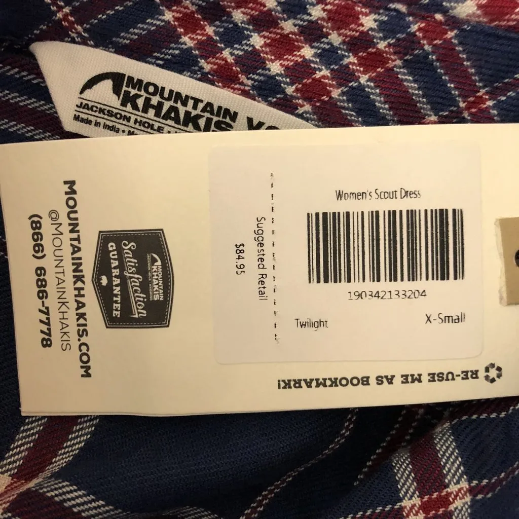 Mountain Khakis Scout Shirt Dress Long Slv Pocket Plaid Light Flannel Blue XS - Image 4